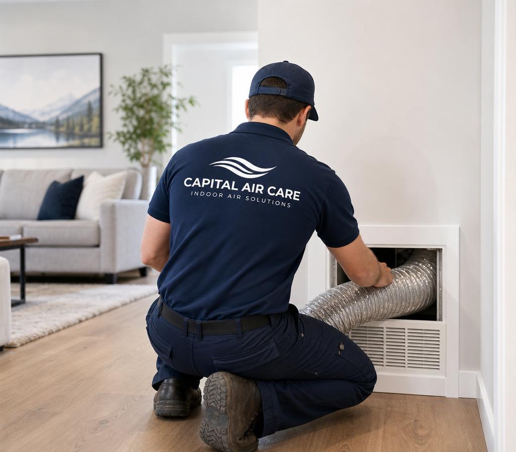 Capital Air Care technician cleaning ducts